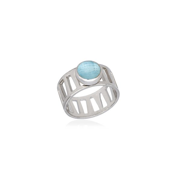 Ασημένιο δαχτυλίδι CHESHIRE με aquamarine 1