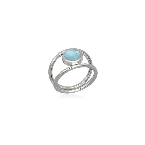 Ασημένιο δαχτυλίδι LOTUS με aquamarine 1